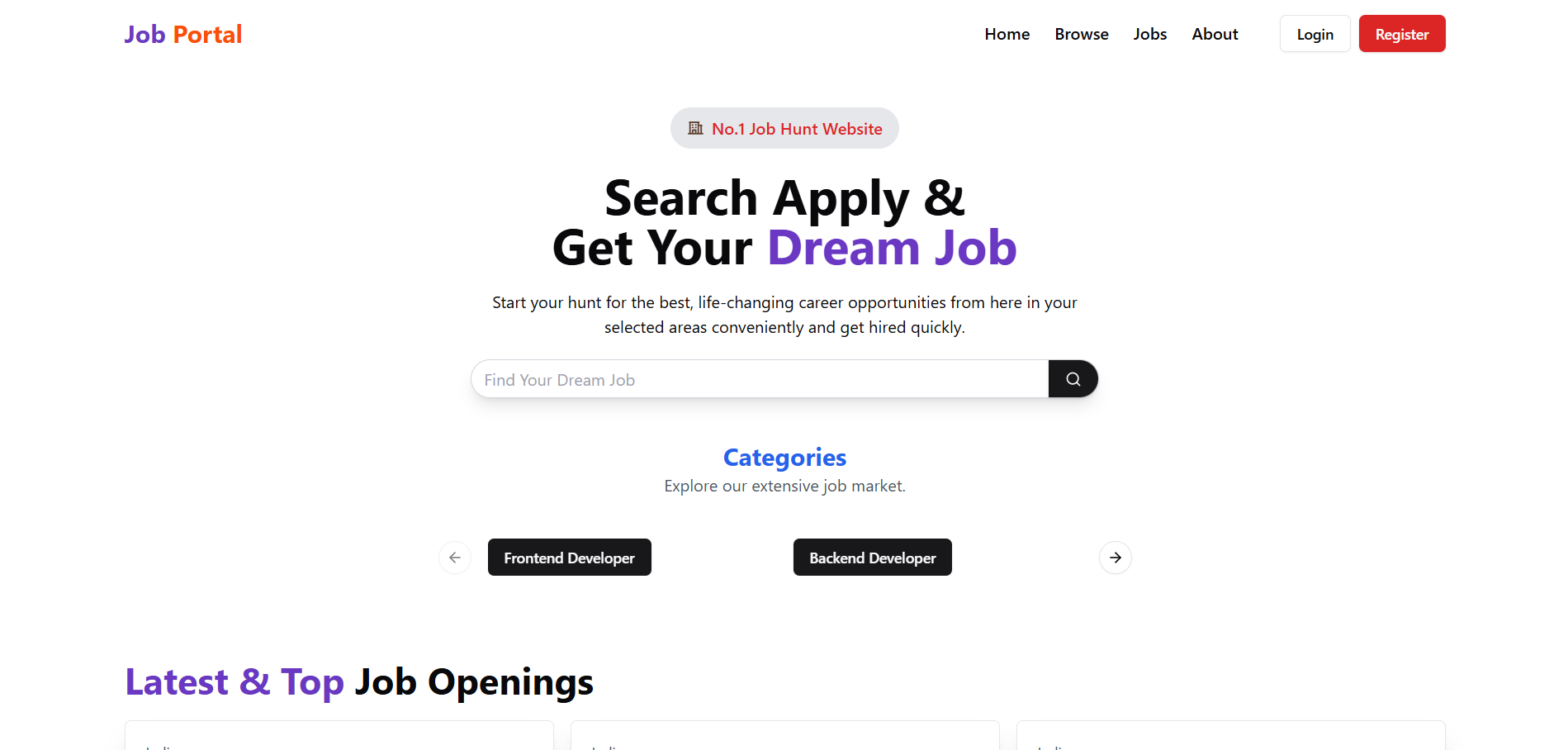 Job Portal home page